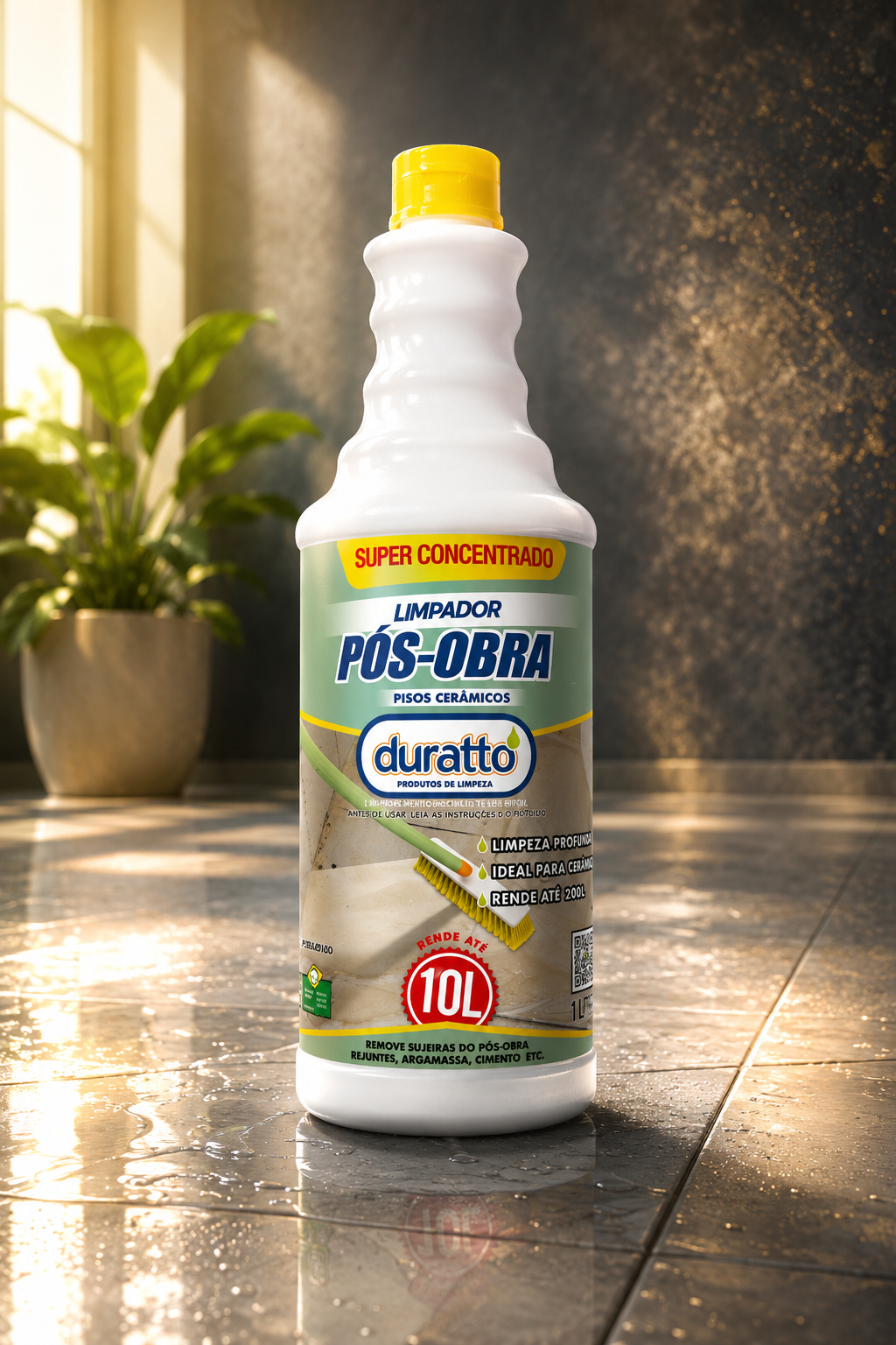 Duratto Limpador Pós-Obra pisos cerâmicos super concentrado rende até 10L